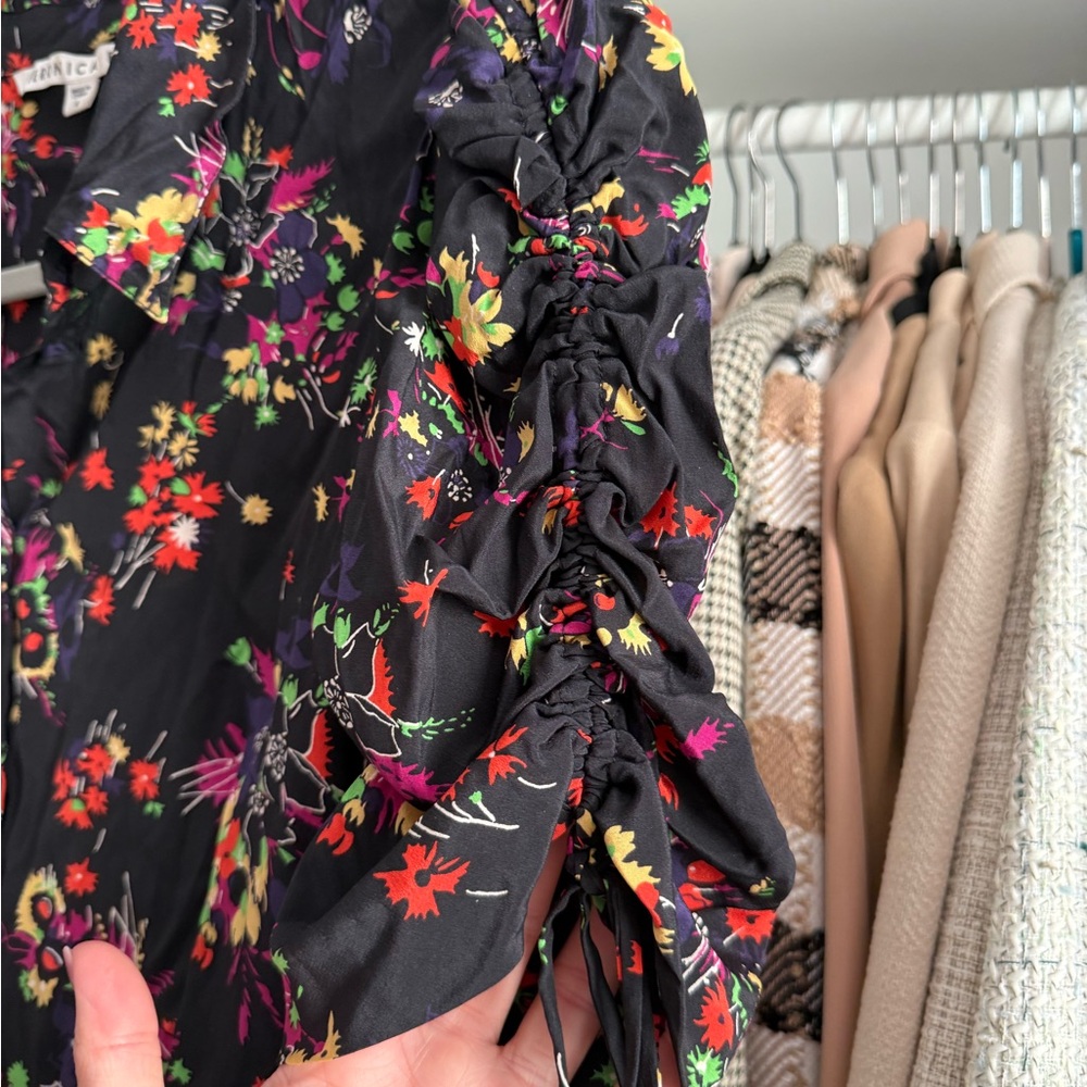 Veronica Beard Silk Black Floral Blouse - Picture 5 of 6